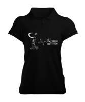 Mustafa Kemal Atatürk 10 Kasım Anma Siyah Kadın Polo Yaka Tişört - Tisho