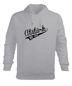 Mustafa Kemal Atatürk 1881 1938 10 Kasım Baskılı Gri Erkek Kapüşonlu Hoodie Sweatshirt - Tisho
