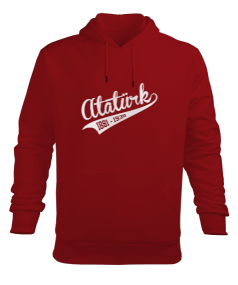 Mustafa Kemal Atatürk 1881 1938 10 Kasım Baskılı Kırmızı Erkek Kapüşonlu Hoodie Sweatshirt - Tisho