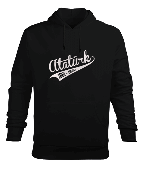 Mustafa Kemal Atatürk 1881 1938 10 Kasım Baskılı Siyah Erkek Kapüşonlu Hoodie Sweatshirt - Tisho