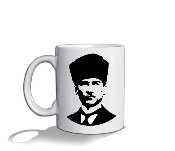 Mustafa Kemal Atatürk baskılı Beyaz Kupa Bardak