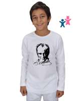 Mustafa Kemal Atatürk Beyaz Çocuk Unisex Uzunkollu - Tisho