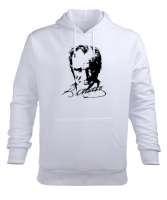 Mustafa Kemal Atatürk Beyaz Erkek Kapüşonlu Hoodie Sweatshirt - Tisho