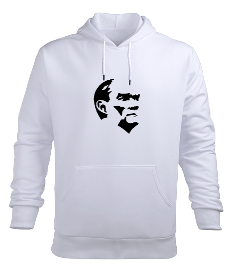 Tisho - Mustafa Kemal Atatürk Beyaz Erkek Kapüşonlu Hoodie Sweatshirt