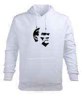 Mustafa Kemal Atatürk Beyaz Erkek Kapüşonlu Hoodie Sweatshirt - Tisho
