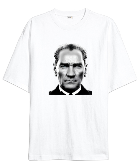 Tisho - Mustafa Kemal Atatürk Beyaz Oversize Unisex Tişört