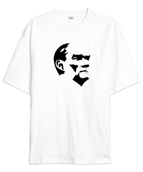 Tisho - Mustafa Kemal Atatürk Beyaz Oversize Unisex Tişört