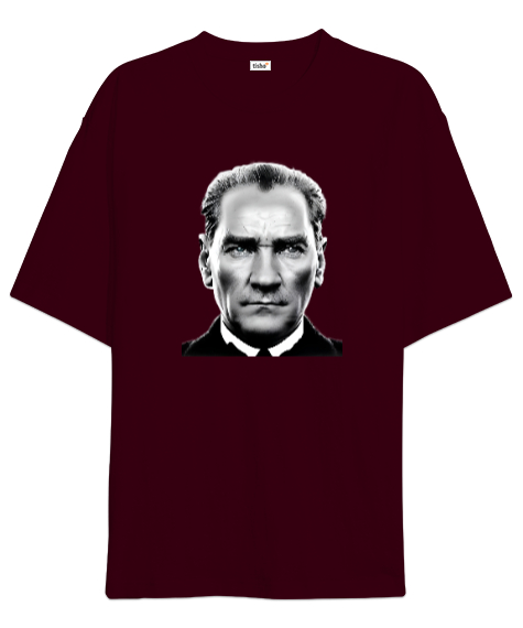 Tisho - Mustafa Kemal Atatürk Bordo Oversize Unisex Tişört