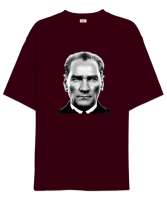 Mustafa Kemal Atatürk Bordo Oversize Unisex Tişört - Tisho