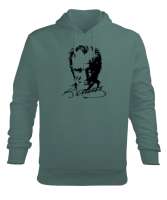 Mustafa Kemal Atatürk Çağla Yeşili Erkek Kapüşonlu Hoodie Sweatshirt - Tisho