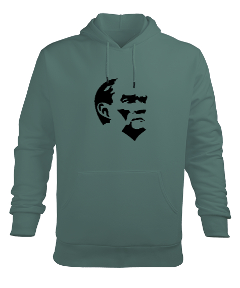 Tisho - Mustafa Kemal Atatürk Çağla Yeşili Erkek Kapüşonlu Hoodie Sweatshirt