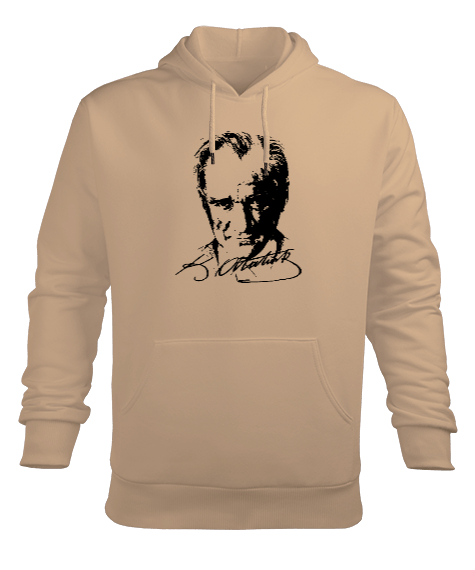 Tisho - Mustafa Kemal Atatürk Camel Erkek Kapüşonlu Hoodie Sweatshirt