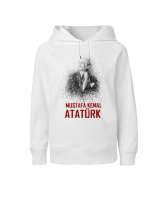 Mustafa Kemal Atatürk Çizgisel V2 Beyaz Çocuk Unisex Hoodie Kapüşonlu - Tisho