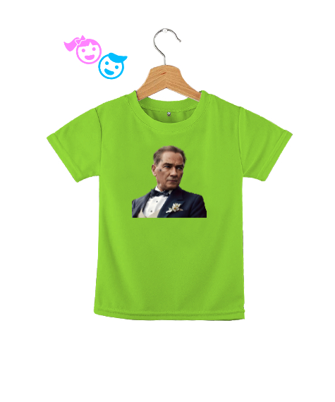 Tisho - Mustafa Kemal Atatürk Fıstık Yeşili Çocuk Unisex