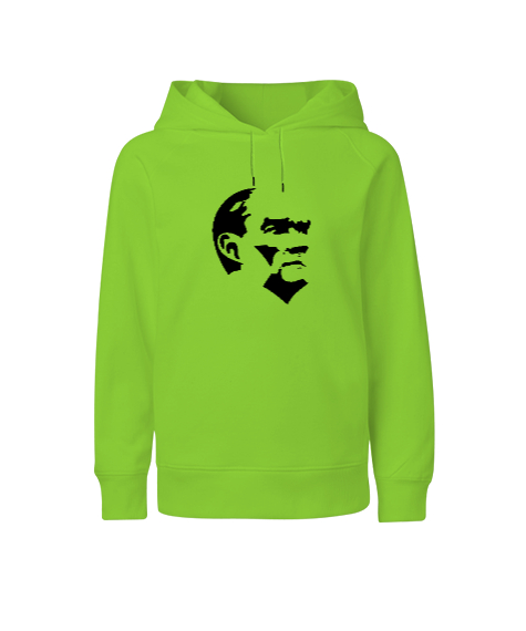 Tisho - Mustafa Kemal Atatürk Fıstık Yeşili Çocuk Unisex Hoodie Kapüşonlu