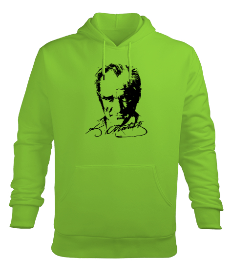 Tisho - Mustafa Kemal Atatürk Fıstık Yeşili Erkek Kapüşonlu Hoodie Sweatshirt