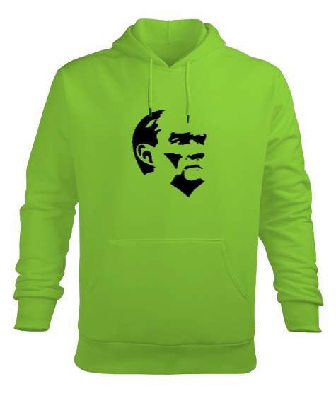 Tisho - Mustafa Kemal Atatürk Fıstık Yeşili Erkek Kapüşonlu Hoodie Sweatshirt