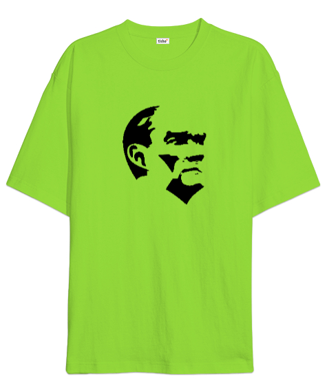Tisho - Mustafa Kemal Atatürk Fıstık Yeşili Oversize Unisex Tişört