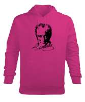 Mustafa Kemal Atatürk Fuşya Erkek Kapüşonlu Hoodie Sweatshirt - Tisho
