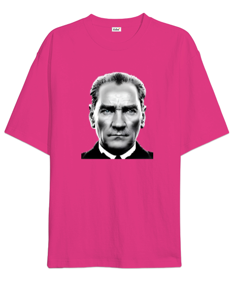 Tisho - Mustafa Kemal Atatürk Fuşya Oversize Unisex Tişört