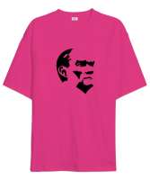 Mustafa Kemal Atatürk Fuşya Oversize Unisex Tişört - Tisho
