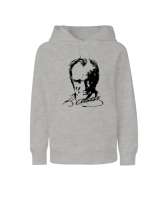Mustafa Kemal Atatürk Gri Çocuk Unisex Hoodie Kapüşonlu - Tisho