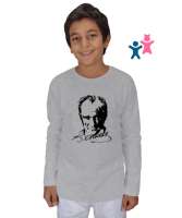Mustafa Kemal Atatürk Gri Çocuk Unisex Uzunkollu - Tisho