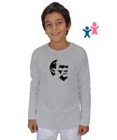 Mustafa Kemal Atatürk Gri Çocuk Unisex Uzunkollu - Tisho
