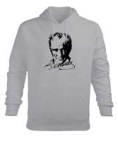 Mustafa Kemal Atatürk Gri Erkek Kapüşonlu Hoodie Sweatshirt - Tisho
