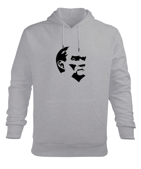 Tisho - Mustafa Kemal Atatürk Gri Erkek Kapüşonlu Hoodie Sweatshirt