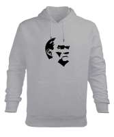Mustafa Kemal Atatürk Gri Erkek Kapüşonlu Hoodie Sweatshirt - Tisho