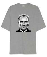 Mustafa Kemal Atatürk Gri Oversize Unisex Tişört - Tisho