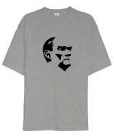 Mustafa Kemal Atatürk Gri Oversize Unisex Tişört - Tisho