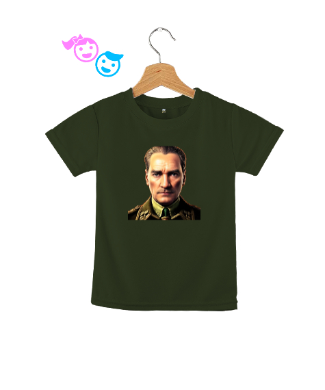 Tisho - Mustafa Kemal Atatürk Haki Yeşili Çocuk Unisex