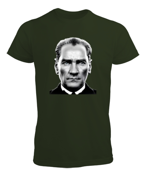 Tisho - Mustafa Kemal Atatürk Haki Yeşili Erkek Tişört