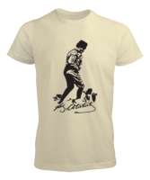 Mustafa Kemal Atatürk İmza Kocatepe Baskılı Krem Erkek Tişört - Tisho