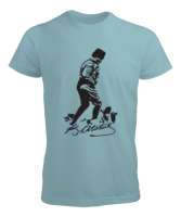 Mustafa Kemal Atatürk İmza Kocatepe Baskılı Su Yeşili Erkek Tişört - Tisho