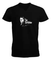 Mustafa Kemal Atatürk İmzalı The Father Yazılı Siyah Erkek Kısa Kol V Yaka Tişört - Tisho