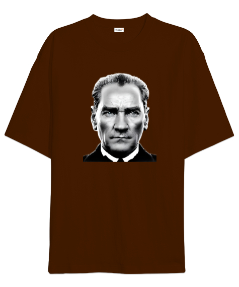 Tisho - Mustafa Kemal Atatürk Kahverengi Oversize Unisex Tişört