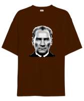 Mustafa Kemal Atatürk Kahverengi Oversize Unisex Tişört - Tisho