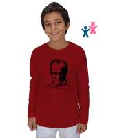 Mustafa Kemal Atatürk Kırmızı Çocuk Unisex Uzunkollu - Tisho