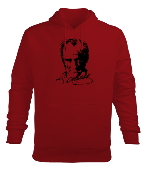 Tisho - Mustafa Kemal Atatürk Kırmızı Erkek Kapüşonlu Hoodie Sweatshirt