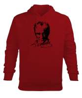 Mustafa Kemal Atatürk Kırmızı Erkek Kapüşonlu Hoodie Sweatshirt - Tisho