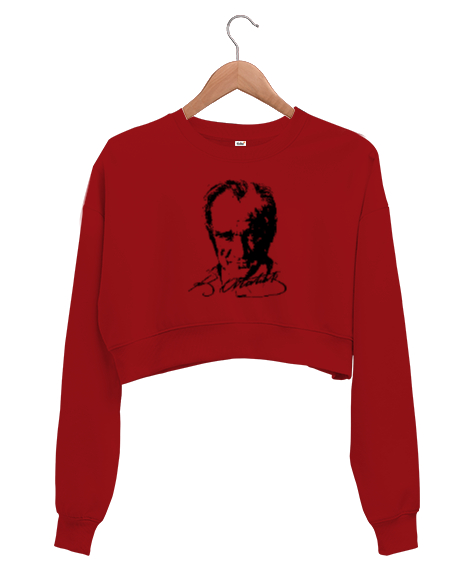 Tisho - Mustafa Kemal Atatürk Kırmızı Kadın Crop Sweatshirt