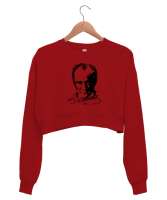 Mustafa Kemal Atatürk Kırmızı Kadın Crop Sweatshirt - Tisho