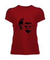 Mustafa Kemal atatürk Kırmızı Kadın Tişört - Thumbnail