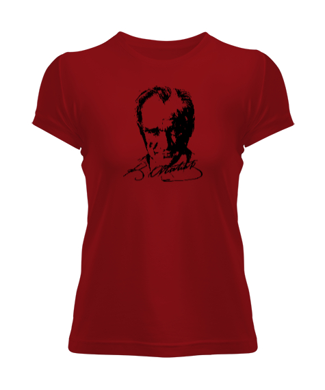 Tisho - Mustafa Kemal Atatürk Kırmızı Kadın Tişört