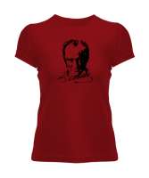 Mustafa Kemal Atatürk Kırmızı Kadın Tişört - Tisho