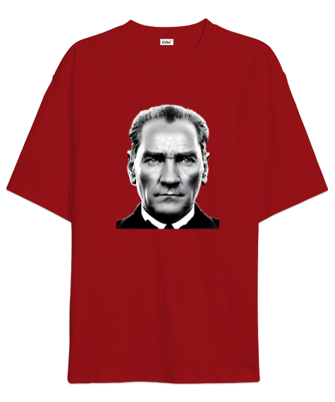 Tisho - Mustafa Kemal Atatürk Kırmızı Oversize Unisex Tişört