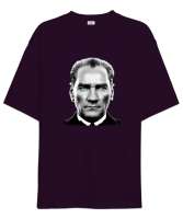 Mustafa Kemal Atatürk Koyu Mor Oversize Unisex Tişört - Tisho